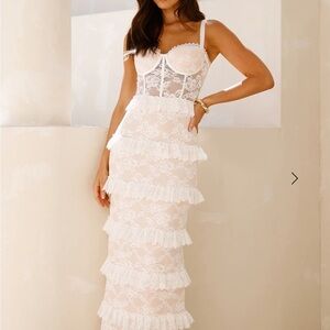 Hello Molly White Lace Maxi Dress